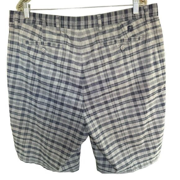 Footjoy FJ Shorts Mens 38 Plaid Bermuda Golf Gray Pockets Stretch Performance - Picture 2 of 9